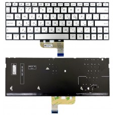 Клавиатура Asus ZenBook 13 UX333FA UX333FN серебристая без рамки прямой Enter подсветка PWR UKR Original PRC (0KN1-6A2UA13)