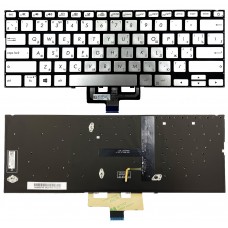 Клавиатура Asus ZenBook 14 UX433FA UX433FN UX433FL серебристый без рамки прямой Enter подсветка PWR UKR Original PRC (0KN1-5Z2UA13)