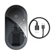 Зарядка Qi BASEUS Simple 2in1 Wireless Charger Pro Edition For Phones+Pod |15W| (WXJK-C02)