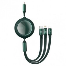 Кабель Baseus Bright Mirror Retractable 3 in 1 Type-C to (Micro USB+Lightning+Type-C) 100W 1.2m green (CAMLC-AMJ06)