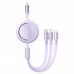 Кабель Baseus Bright Mirror Retractable 3 in 1 Type-C to (Micro USB+Lightning+Type-C) 100W 1.2m purple (CAMLC-AMJ05)