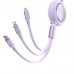 Кабель Baseus Bright Mirror Retractable 3 in 1 Type-C to (Micro USB+Lightning+Type-C) 100W 1.2m purple (CAMLC-AMJ05)