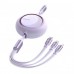 Кабель Baseus Bright Mirror Retractable 3 in 1 Type-C to (Micro USB+Lightning+Type-C) 100W 1.2m purple (CAMLC-AMJ05)