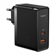 Зарядное устройство Baseus GaN3 Pro Fast Charger C+U 100W (Type-C to Type-C 100W 1m) Black (CCGP090201)