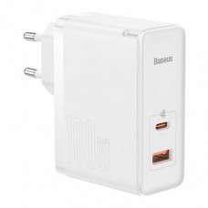 Сетевое зарядное устройство Baseus GaN5 Pro Fast Charger C+U 100W (Type-C to Type-C 100W(20V/5A) (1m) White (CCGP0902020