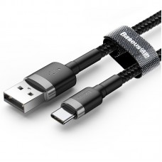 Кабель Baseus Cafule USB 2.0 to Type-C 3A 1M Черный/Серый (CATKLF-BG1)