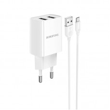 Блок питания и кабель BOROFONE Micro USB Cable Powerway dual port charger set BA53A белый