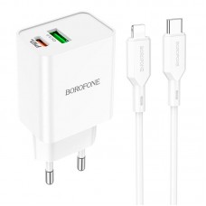 Зарядное устройство и кабель набор BOROFONE Type-C to Lightning Cable BA69A белый