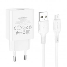 Адаптер сетевой BOROFONE Micro USB Cable Aspirer single port charger set BA74A |1USB, 2.1A|