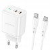 Адаптер сетевой BOROFONE Type-C to Type-C cable Reacher dual port charger set BN9 |2Type-C, 35W/3A, PD/QC|