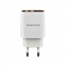 Сетевое зарядное устройство Borofone BA58A Digital Display Type-C 2USB 2.4A цвет белый