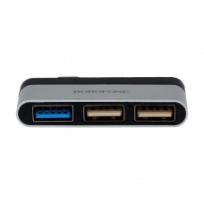 Переходник Borofone DH1 Type-C to USB 3.0 / 2USB цвет стально-чёрный