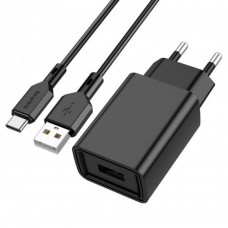 Сетевое зарядное устройство Borofone BA68A Type-C 1USB 2.1A цвет чёрный