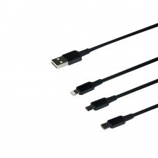 USB Borofone BX72 3-in-1 IP+Type-C+Micro цвет черный