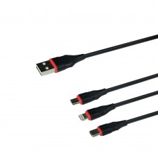 USB Borofone BX17 3-in-1 IP+Micro+Type-C цвет чёрный