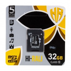 Карта памяти Hi-Rali MicroSDHC 32gb UHS-1 10 Class &amp; Adapter цвет чёрный