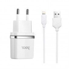 Набор зарядное с кабелем Hoco C11 1USB  + Lightning cable белое