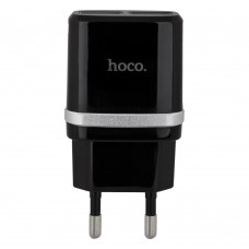 Блок питания - адаптер зарядный Hoco C12 + кабель Lightning чёрный