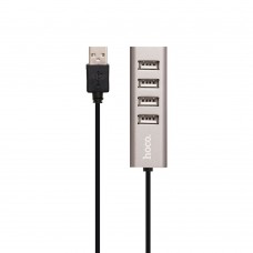 Адаптер хаб USB Hub Hoco HB1 Line Machine 4USB серебро