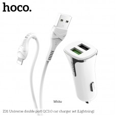 Адаптер автомобильный HOCO Lightning Cable Universe Z31 |2USB, QC3.0, 3.4A, 18W|