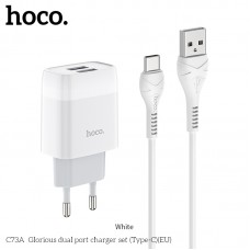 Зарядное устройство Hoco + Type-C кабель Glorious C73A белые