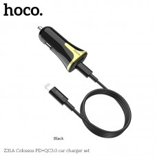 Адаптер автомобильный HOCO Type-C to Lightning cable Colossus Z31A |1Type-C/1USB, QC3.0/PD|