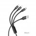 Кабель 3-в-1 HOCO X14 - Combo Lightning / Micro USB / Type-C  черный