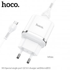 Адаптер сетевой HOCO Micro USB cable Special FCP, AFC N3 |1USB, 18W/3A, QC3.0| (Safety Certified)