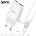 Адаптер сетевой HOCO Lightning cable Real power C82A |2USB, 2.4A|