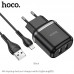 Адаптер сетевой HOCO Lightning cable Aspiring dual port charger set N4 |2USB, 2.4A|