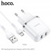 Адаптер сетевой HOCO Micro USB cable Aspiring dual port charger set N4 |2USB, 2.4A|