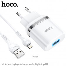 Адаптер сетевой HOCO Lightning Cable Ardent charger set N1 |1USB, 2.4A, 12W| (Safety Certified)