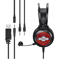 Hаушники HOCO W101 Streamer gaming headphones LED подсветка черно-красные