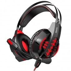 Наушники HOCO gaming Cool tour  headphones LED W102 черно красные