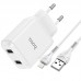 Адаптер сетевой HOCO Lightning cable Speedy dual port charger set N7 |2USB, 2.1A| (Safety Certified)