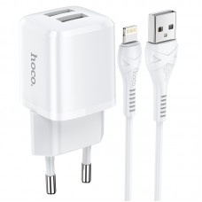 Адаптер сетевой HOCO Lightning Cable Briar dual port charger set N8 |2USB, 2.4A| (Safety Certified)