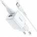 Адаптер сетевой HOCO Type-C Cable Briar dual port charger set N8 |2USB, 2.4A| (Safety Certified)