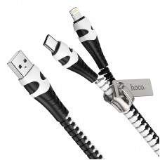 Кабель HOCO Combo 2 in 1 Lightning/Type-C Zipper charging cable U97 |0.96M, 2.4A|