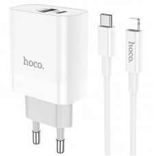 Адаптер сетевой HOCO Type-C to Lightning cable Rapido charger set C80A комплект белый
