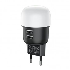 Адаптер сетевой HOCO C87A Sparkle dual port night touch light charger |2USB, 2.4A|