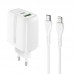 Адаптер сетевой HOCO Type-C to Lightning Cable Powerful dual port charger set N11 |1USB/1Type-C, PD/QC, 20W/3A|