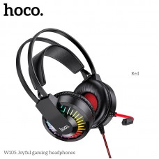 Наушники HOCO LED Joyful Gaming Headphones W105 черно красные с подсветкой