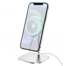 Зарядка Qi HOCO Happiness magnetic desktop wireless charger CW32 15W серебристая