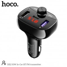 Адаптер автомобильный HOCO 50W In-Car BT FM transmitter DE2 |2USB/1Type-C, QC/PD, 50W/3A|