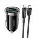 Адаптер автомобильный HOCO Type-C to Lightning Cable Leading car charger Z44 |2USB, 3A, 20W, QC/PD|