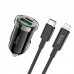 Адаптер автомобильный HOCO Type-C to Lightning Cable Leading car charger Z44 |2USB, 3A, 20W, QC/PD|