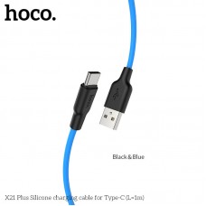 Кабель HOCO Type-C Silicone X21 Plus 1 м голубой силиконовый