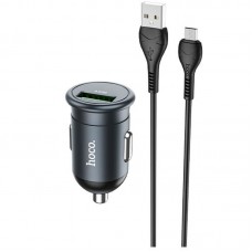 Адаптер автомобильный HOCO Micro USB Cable Mighty single port car charger Z43 black 