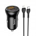 Адаптер автомобильный HOCO Type-C to Lightning Cable Smooth road car charger NZ5 |1USB/1Type-C, 30W/3A, PD/QC|