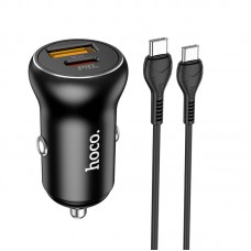 Адаптер автомобильный HOCO Type-C to Type-C Cable Smooth road car charger NZ5 |1USB/1Type-C, 30W/3A, PD/QC|